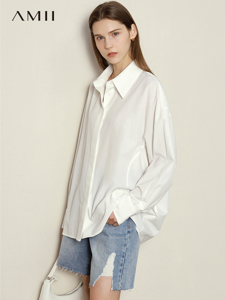 kucun weight Amii Minimalism Women Shirts Office Lady Blouse For Women Loose Solid Elegant Blusas Ladies Clothing Casual Female Tops 12230012