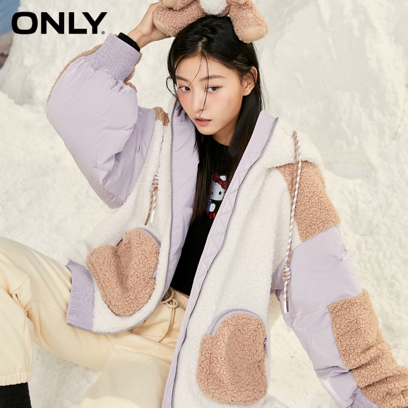 目目 eight ONLY winter new style contrast stitching drawstring hooded down jacket women | 120423123