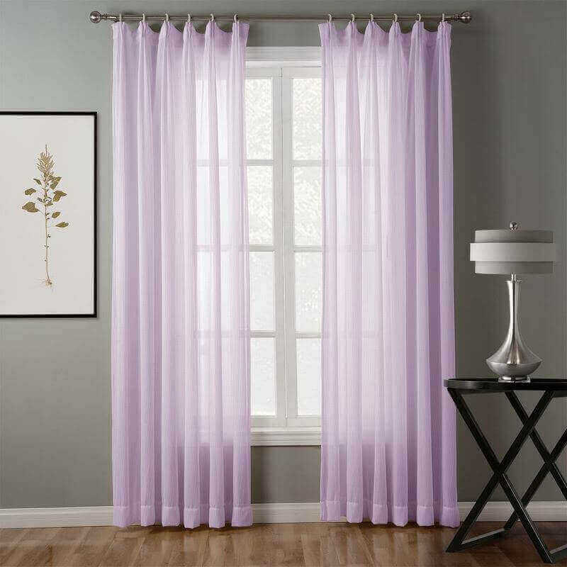 Hollow Mesh Herringbone Polyester Pinch Pleated Soft Sheer Curtain Drapery GENNY