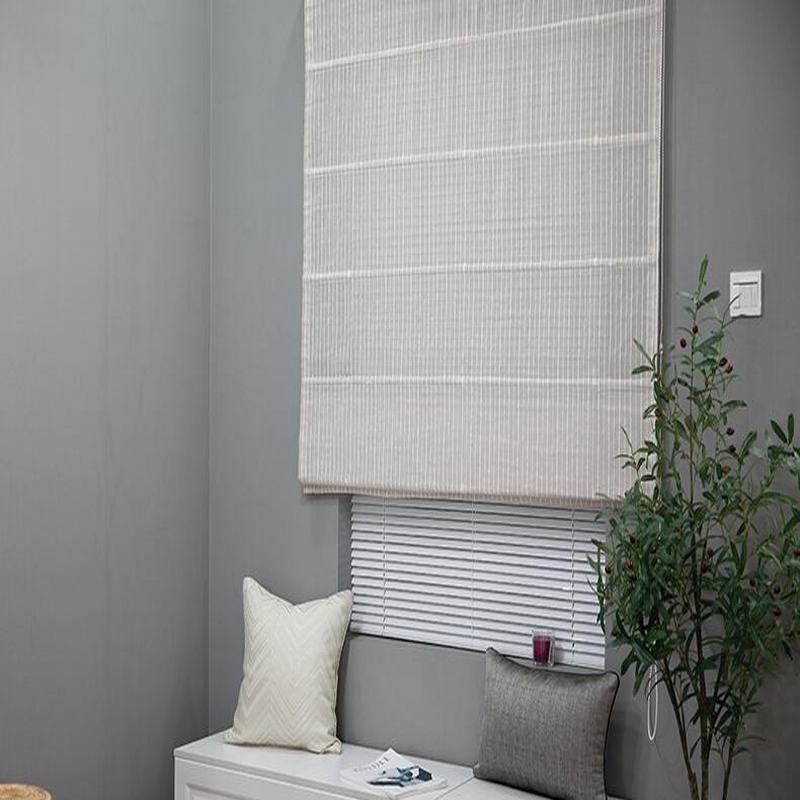 Polyester Linen Roman Shade In White