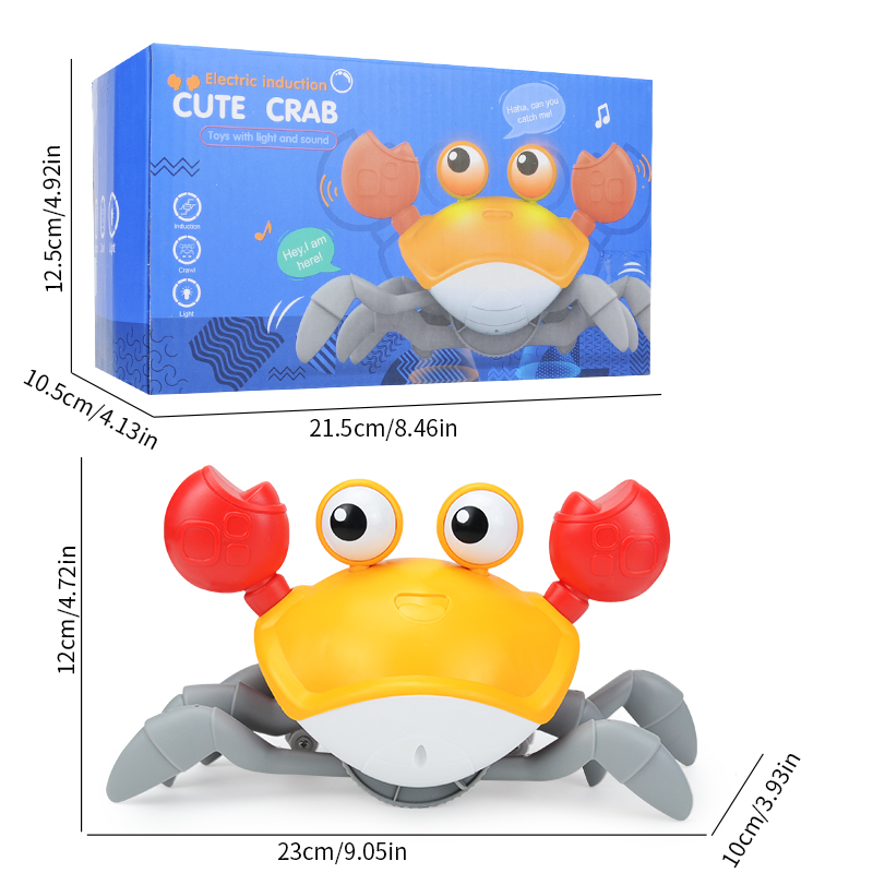 Sensing Crawling Crab, Tummy Time Baby Toys, Interactive Walking Dancing Toy with Music Sounds & Lights, Infant Fun Birthday Gif