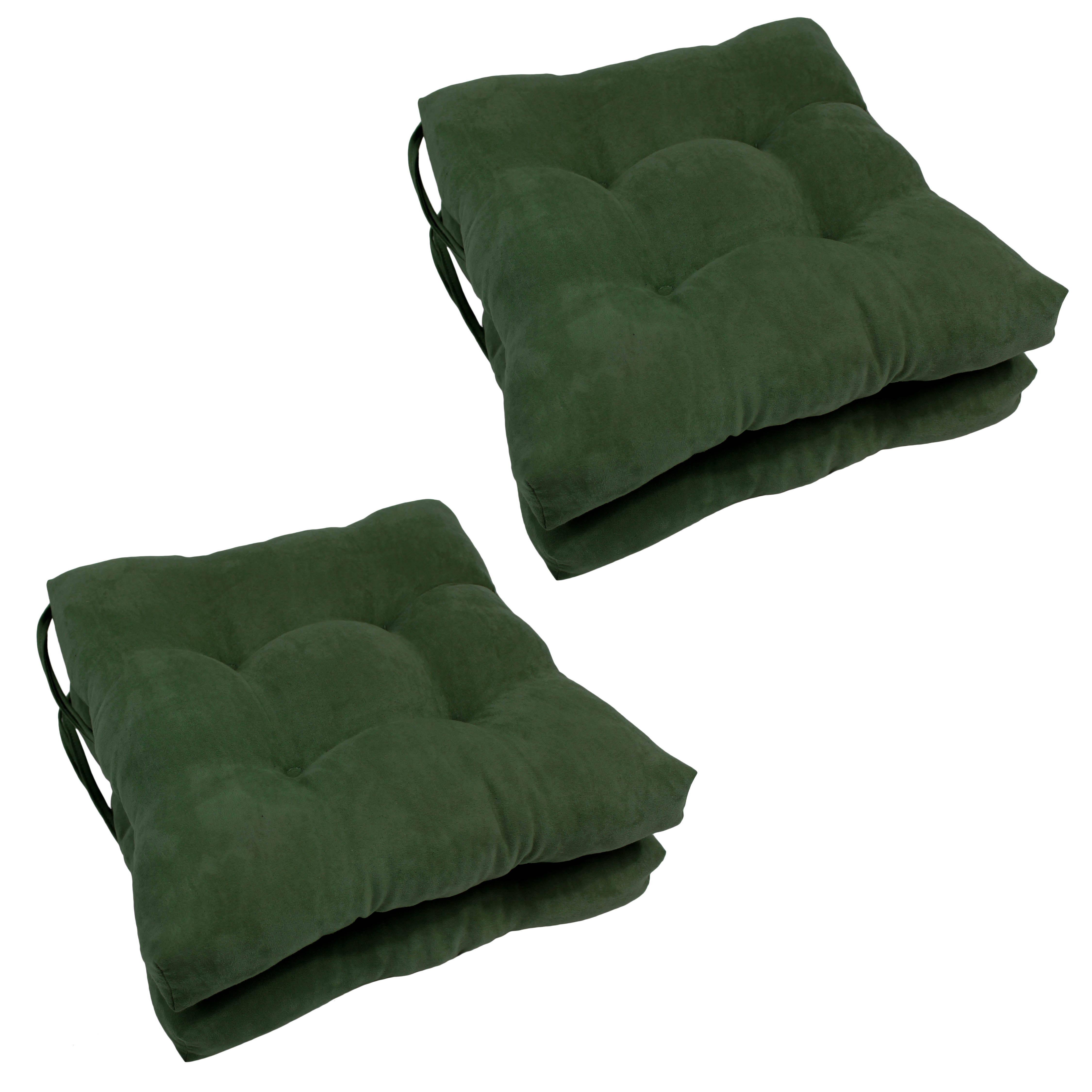 Blazing Needles 16-inch Solid Micro Suede Square Tufted Chair Cushions (Set of 4) - Hunter Green