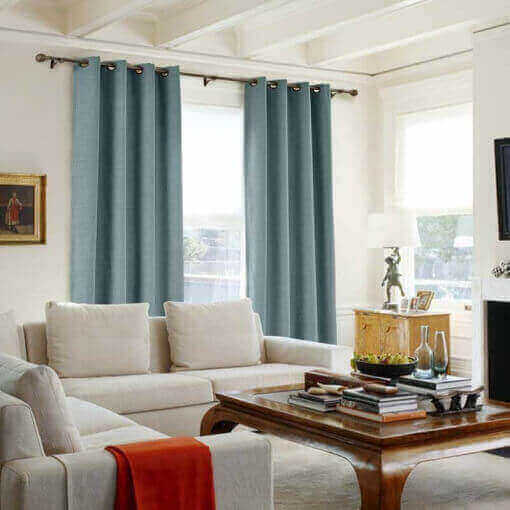 Antique Bronze Grommet Fuax Linen Window Curtain with Blackout Lined LIZ