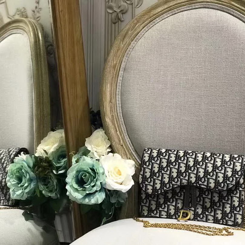 【原版皮】迪奥/Dior 链条包，选用Oblique提花帆布搭配同色系牛皮皮革裁制而成，缀以D字徽标设计，拆了链条又能当手包，另配：手挽带一条