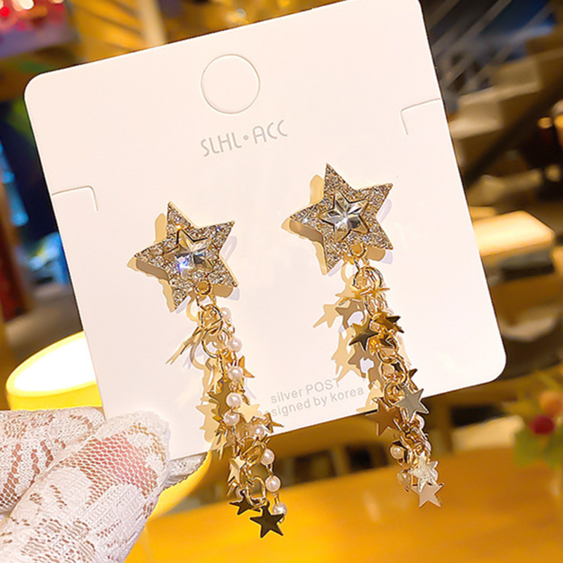 韩国S925银针小清新耳环百搭气质心形珍珠耳饰个性防过敏耳钉批发