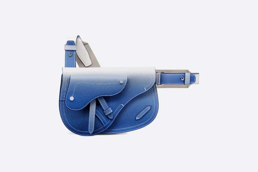 Saddle Pouch Gradient Blue Grained Calfskin