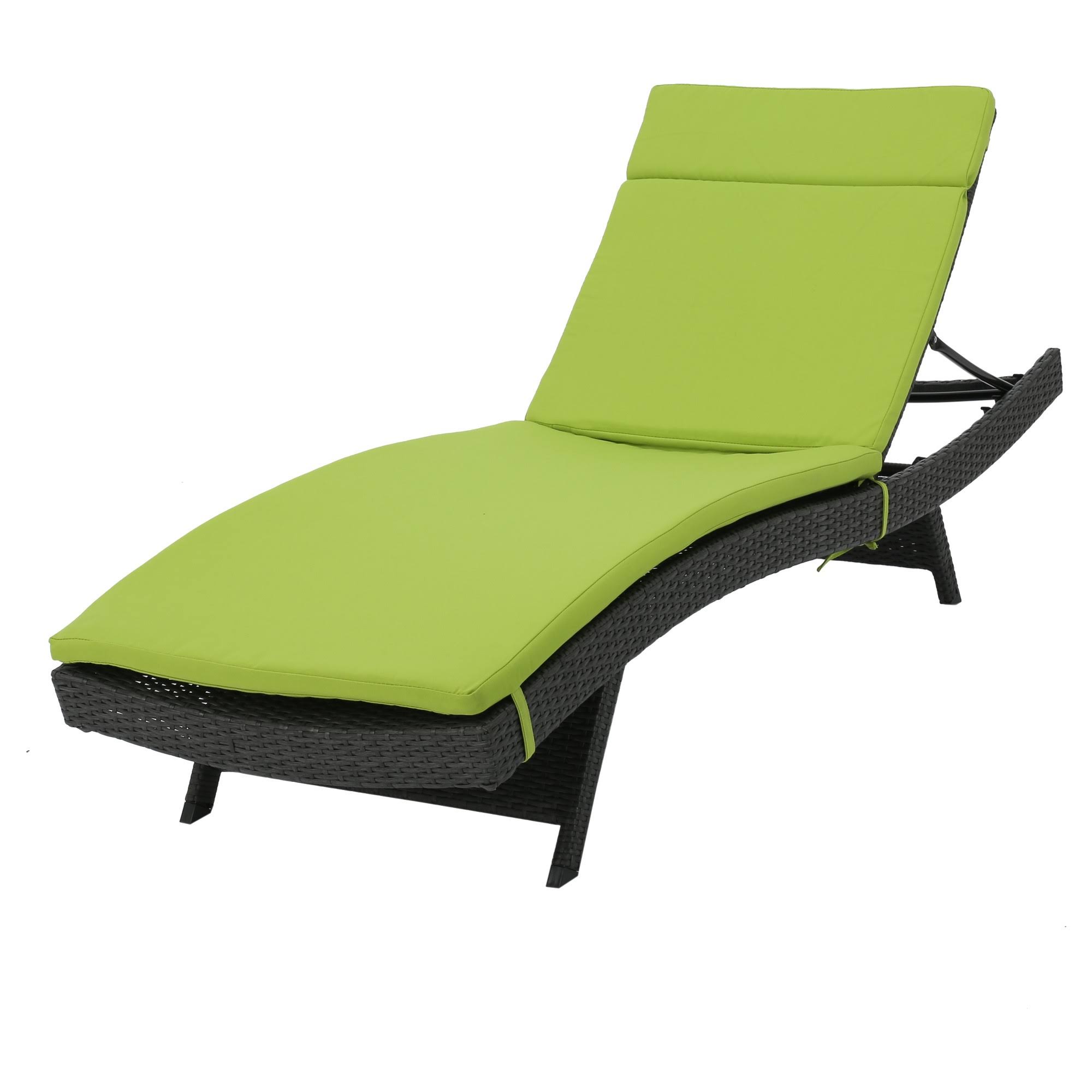 Outdoor Adjustable Chaise Lounge with Green Cushion