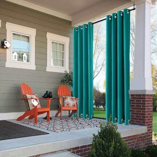 Outdoor Curtain with Top Bottom Aluminum Grommet Waterproof and Mildew Resistant Panel Drapery ROSE