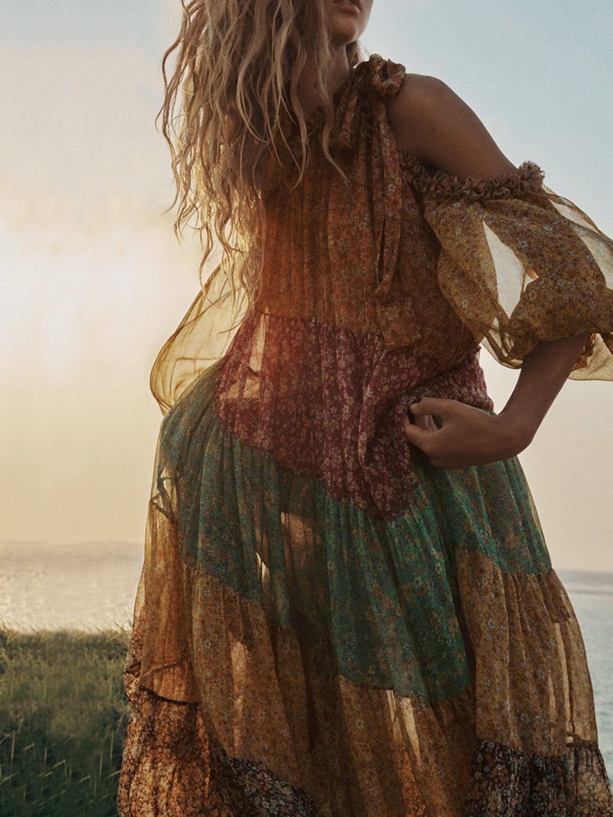 Bohemian beach holiday casual printed dress