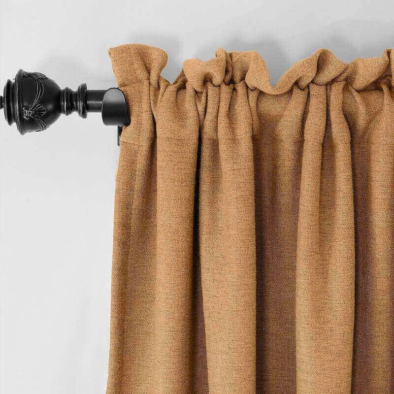 CUSTOM Olive Orange Luxury Textured Faux Linen Curtain