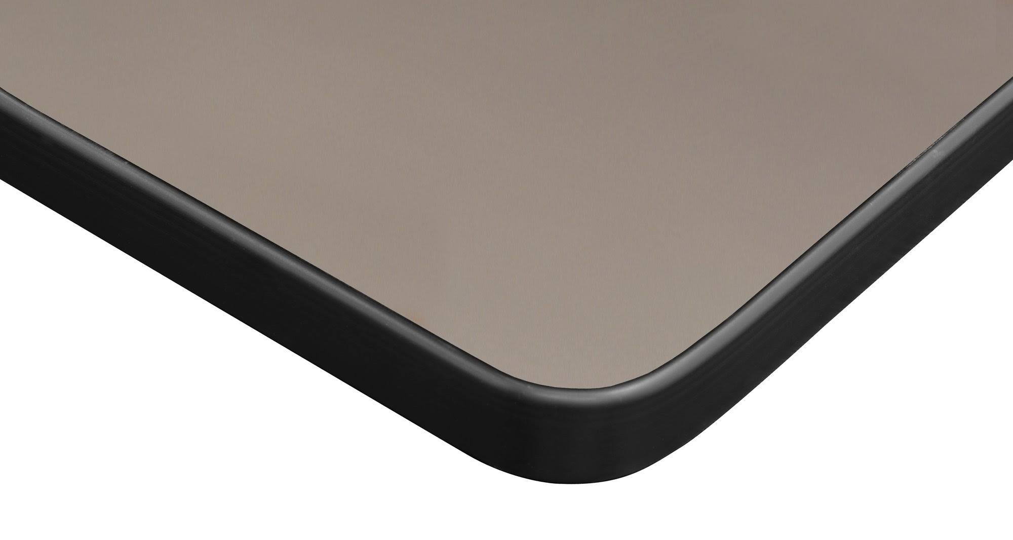 Regency Kee 66x22 x 30x22 Height Adjustable Mobile Classroom Table - Mahogany 2 Andy 18-in Stack Chairs- Black