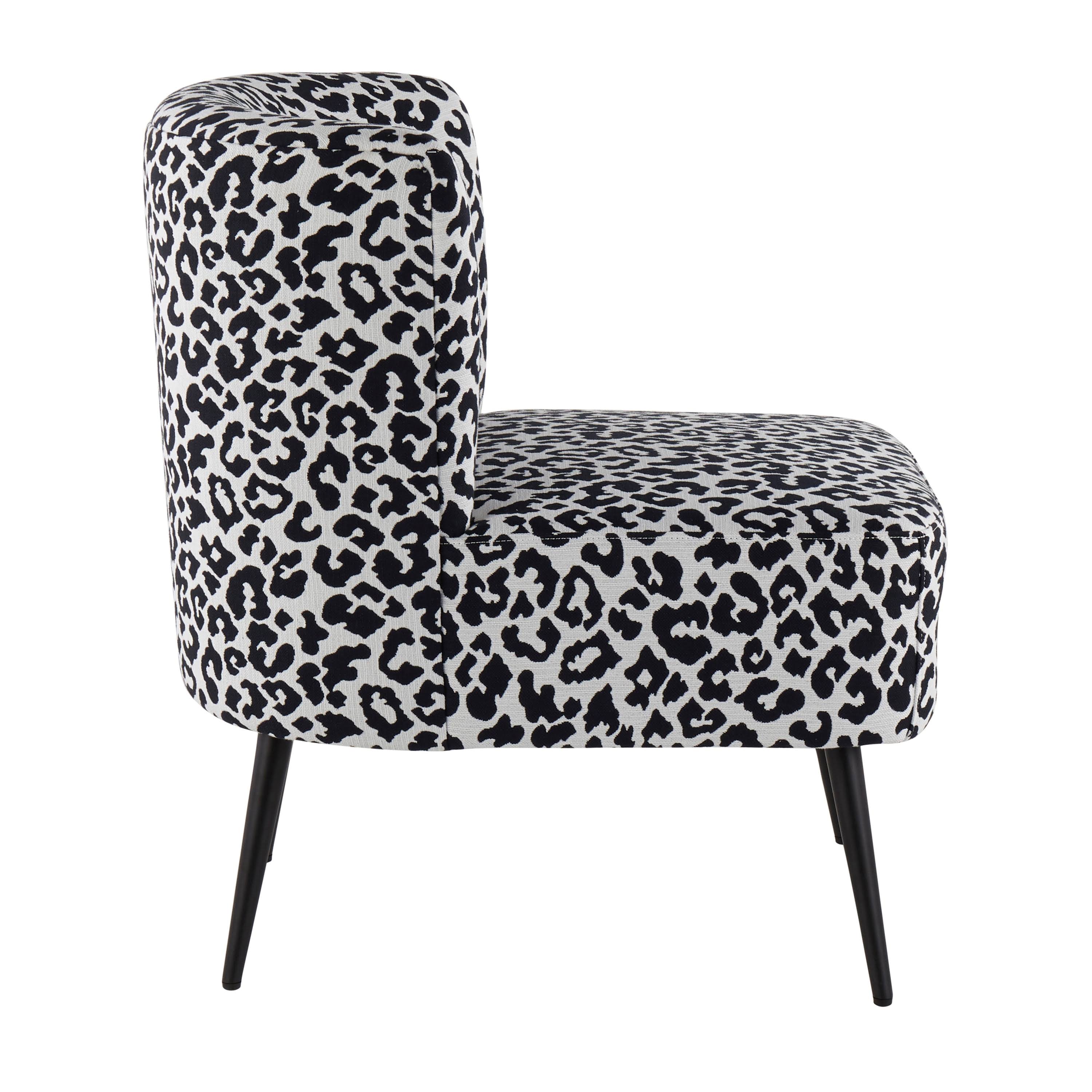 LumiSource Fran Blue Leopard Fabric Chrome Slipper Chair