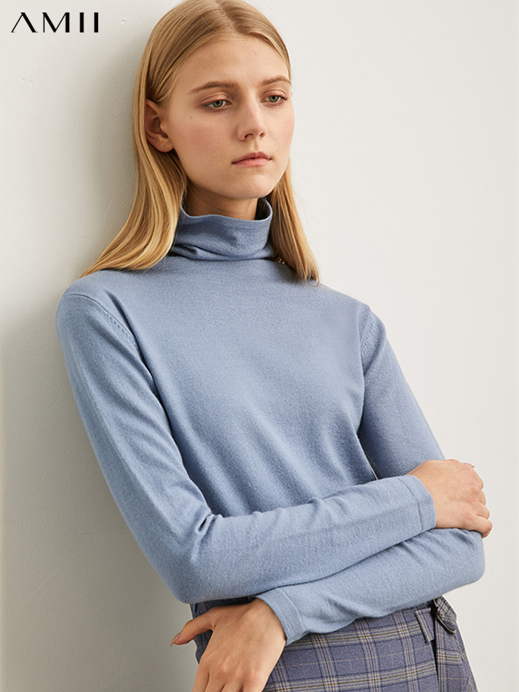 单规格商品 AMII Minimalism Autumn Winter Women's Sweater Causal Solid Basic Turtleneck Sweaters For Women Women's sweater Tops 12020216