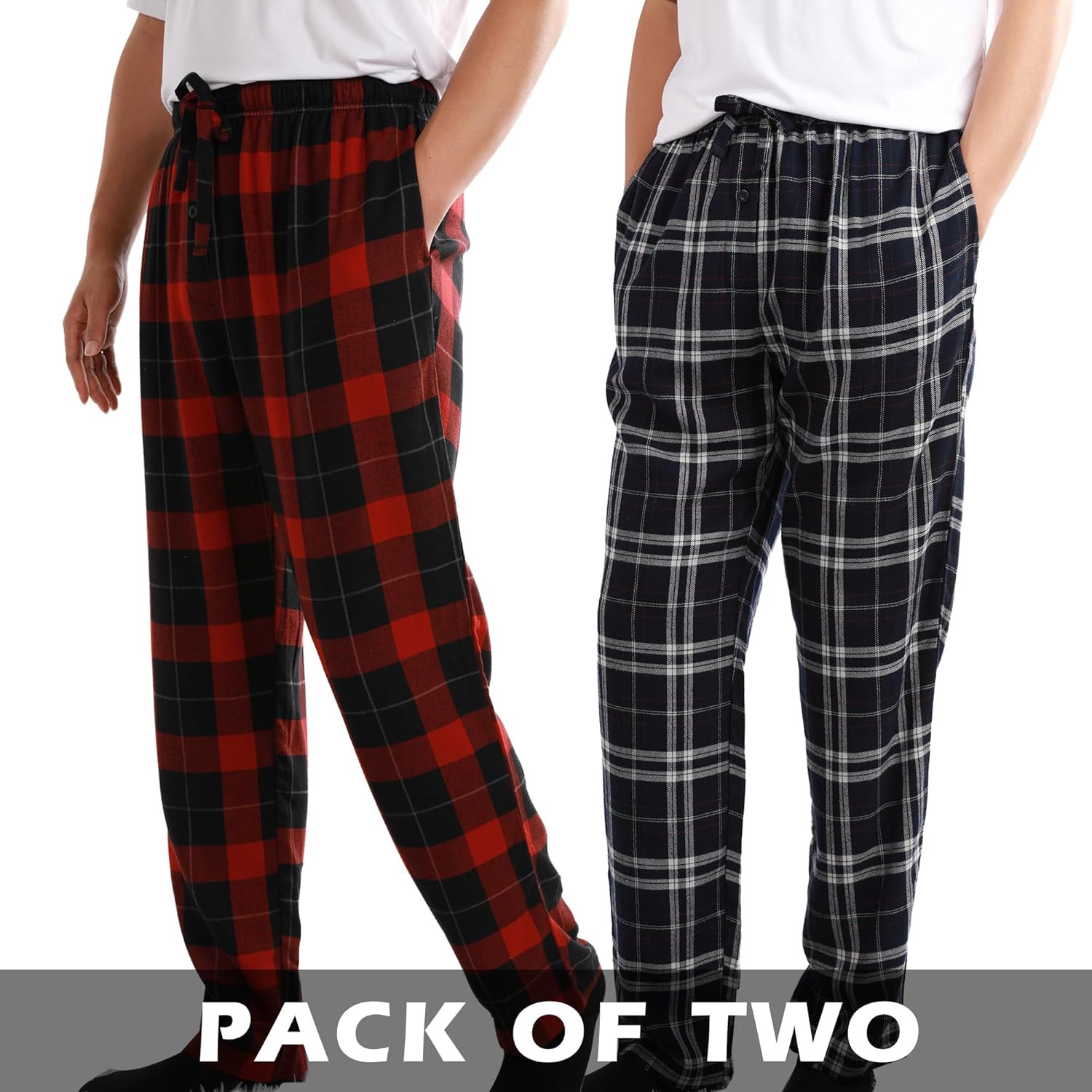 BAMBOO COOL Men's Pajama Bottoms Plaid Pajamas Pants for Men Soft Long Lounge Woven Pj Sleep Pant with Pockets