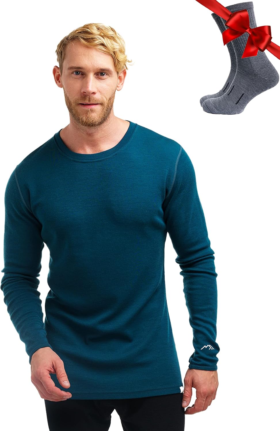 Merino.tech Merino Wool Base Layer - Mens 100% Merino Wool Long Sleeve Thermal Shirts Heavyweight, Midweight, Lite with Socks
