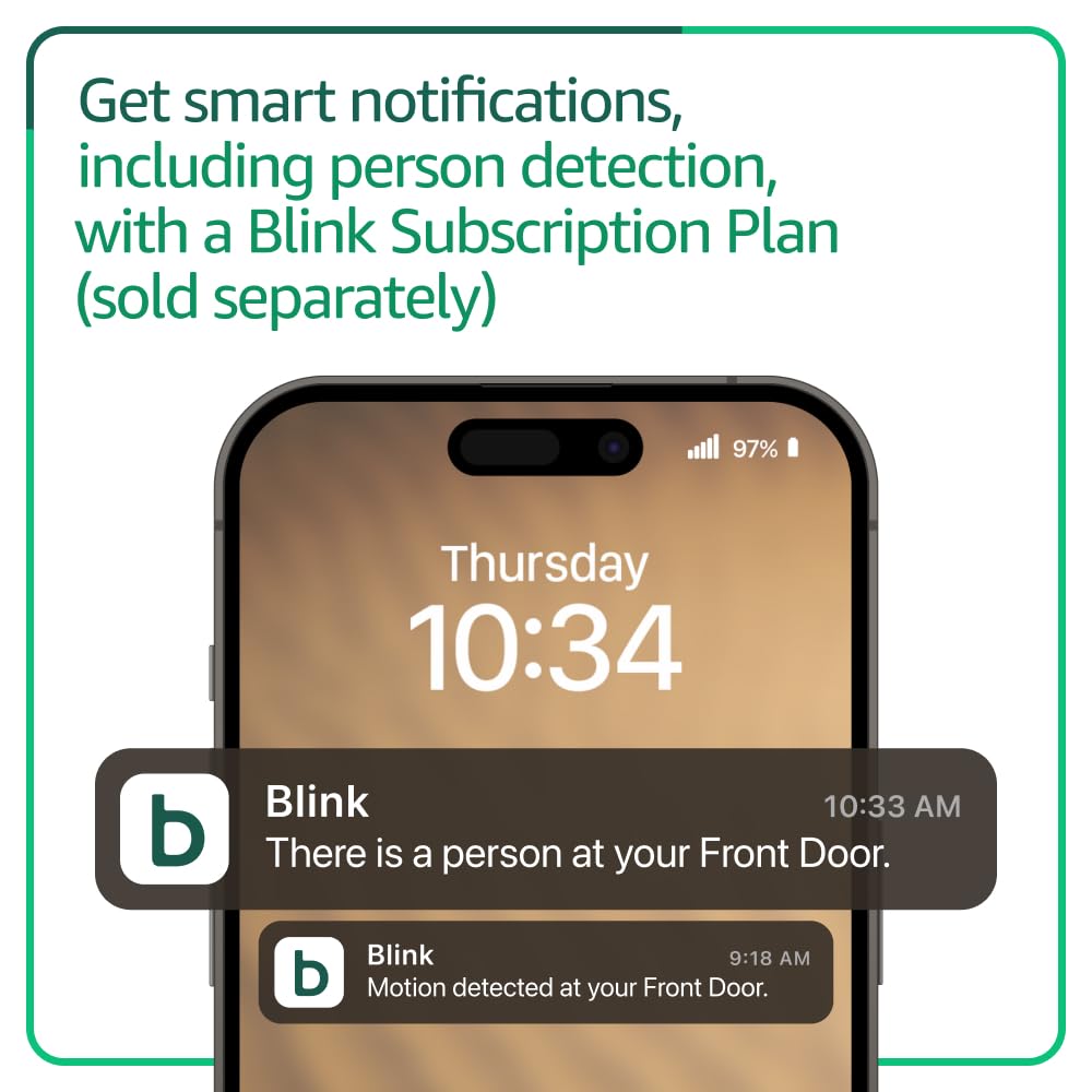 Blink Video Doorbell (newest model) – Head-to-toe HD view, two-year battery life, and edge AI processing. Required Sync Module not included – Add-On (Black)