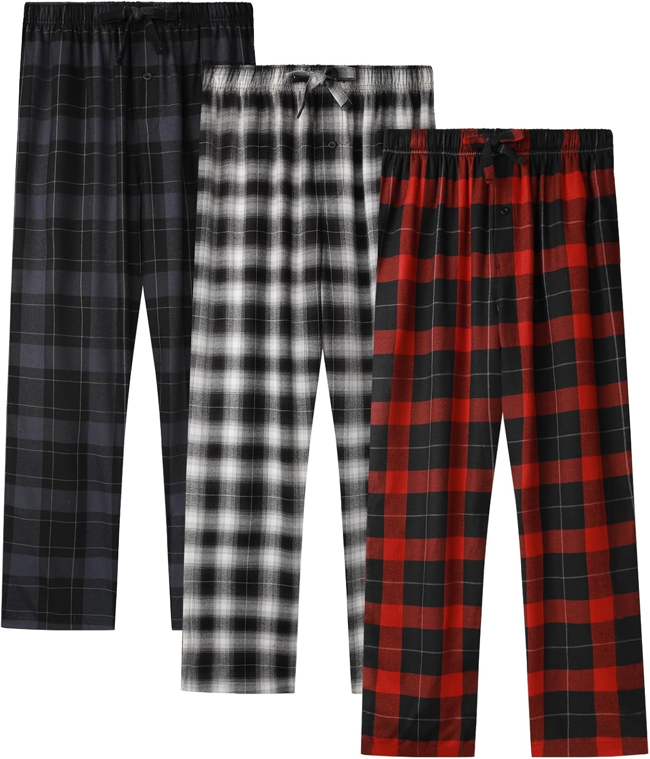 BAMBOO COOL Men's Pajama Bottoms Plaid Pajamas Pants for Men Soft Long Lounge Woven Pj Sleep Pant with Pockets