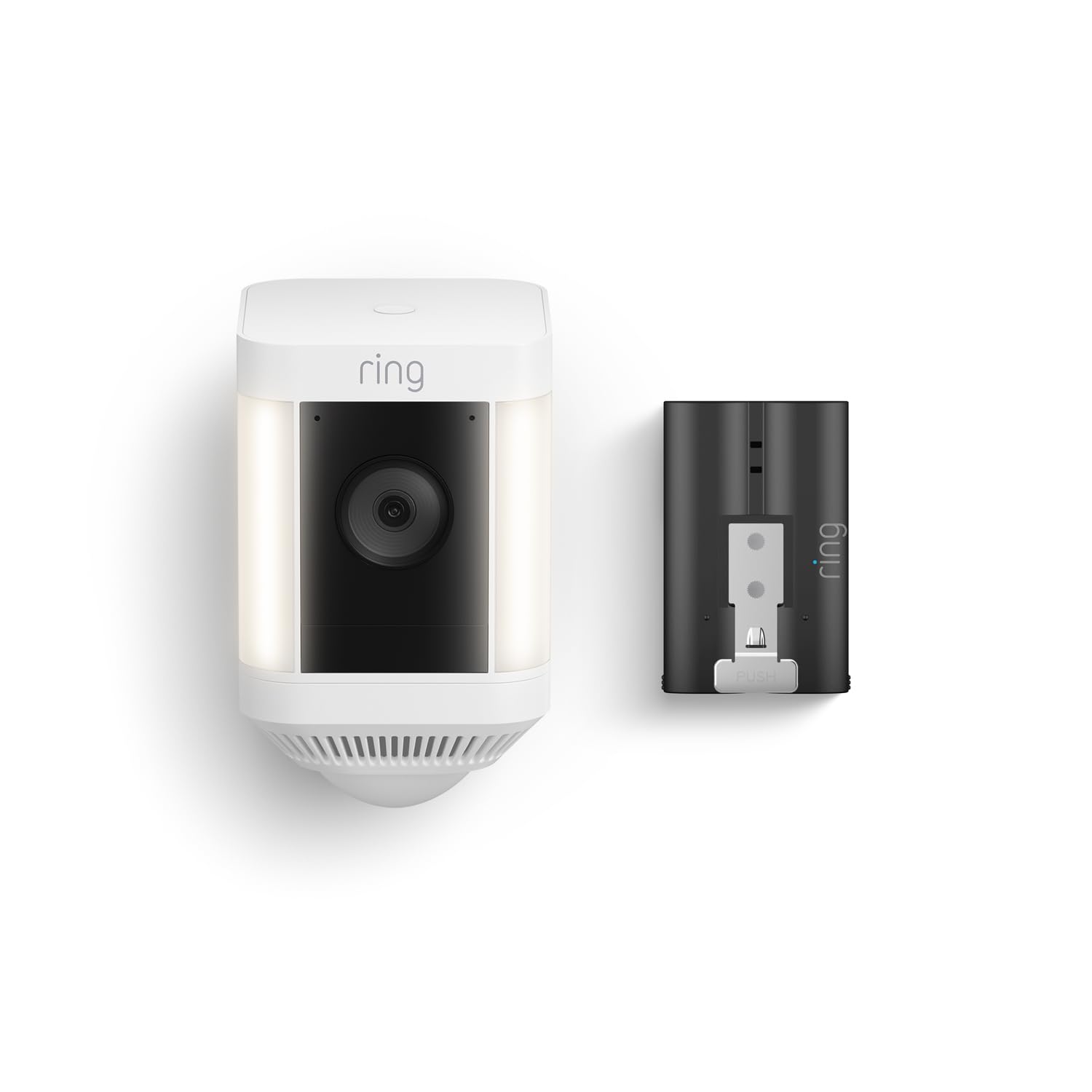 Ring Spotlight Cam Plus, Battery | Two-Way Talk, Color Night Vision, and Security Siren (2022 release) - White