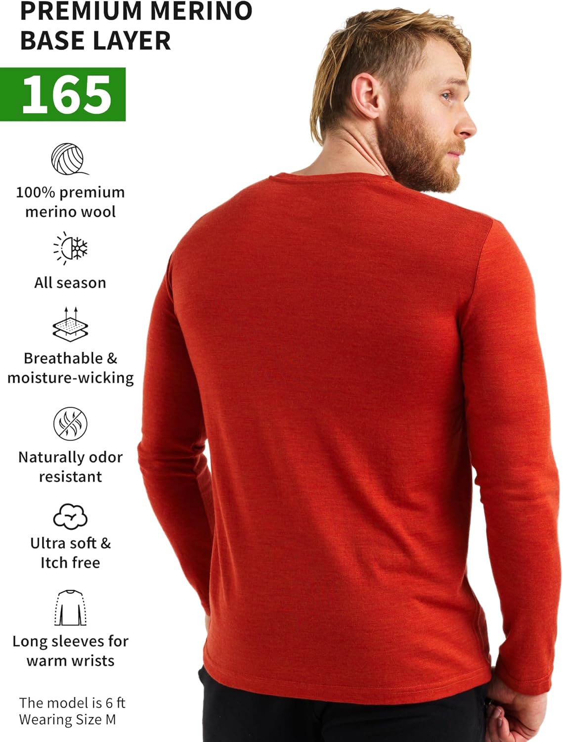 Merino.tech Merino Wool Base Layer - Mens 100% Merino Wool Long Sleeve Thermal Shirts Heavyweight, Midweight, Lite with Socks