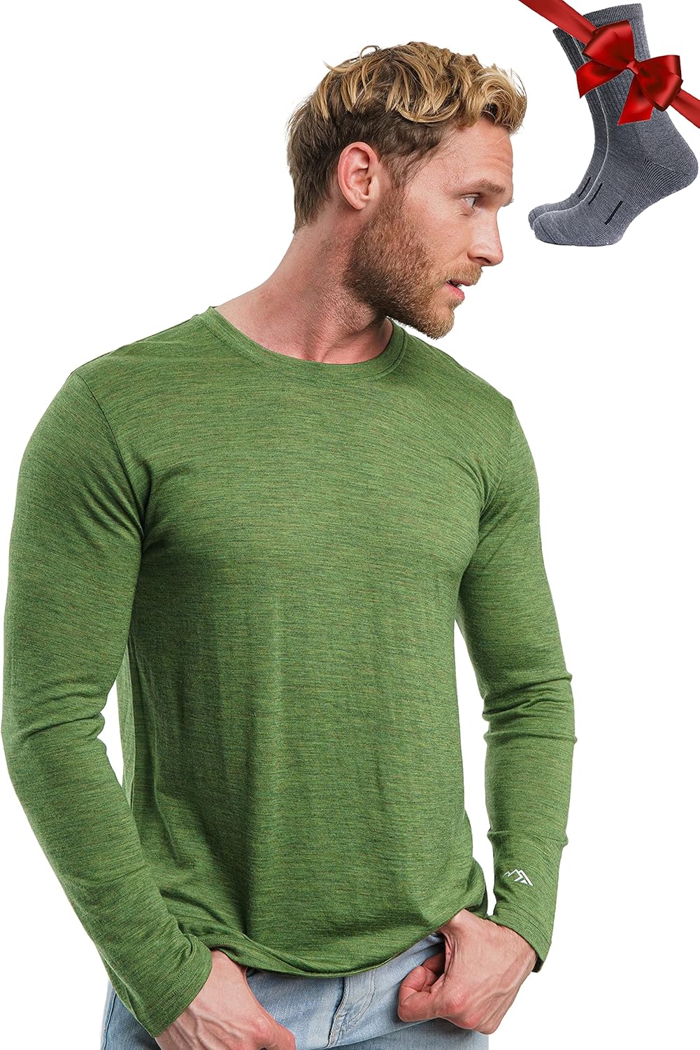 Merino.tech Merino Wool Base Layer - Mens 100% Merino Wool Long Sleeve Thermal Shirts Heavyweight, Midweight, Lite with Socks