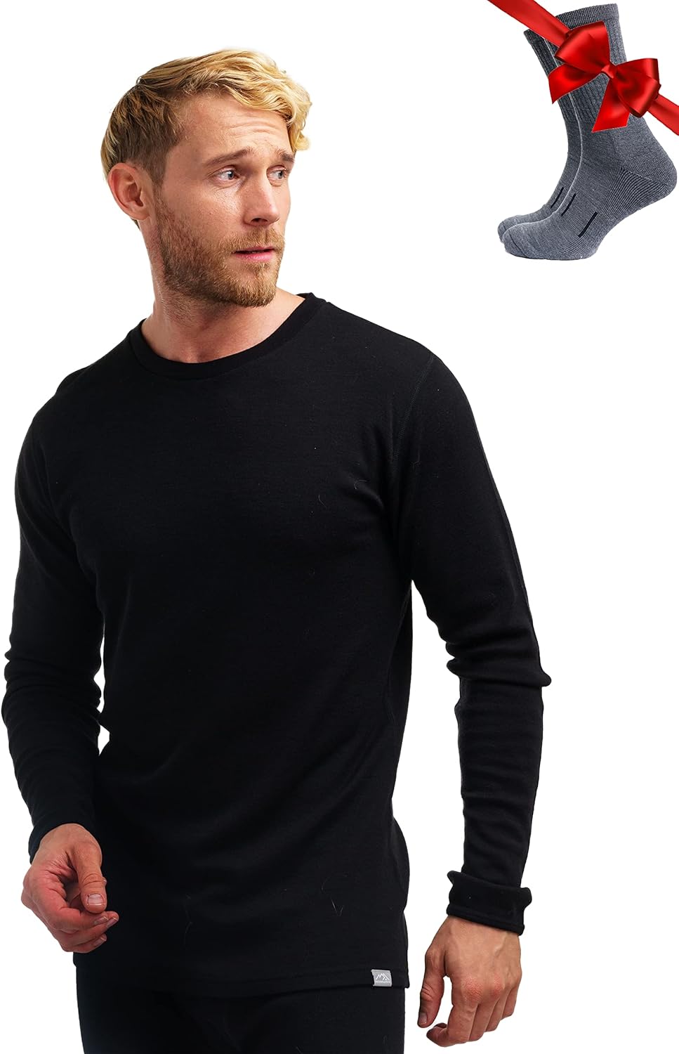 Merino.tech Merino Wool Base Layer - Mens 100% Merino Wool Long Sleeve Thermal Shirts Heavyweight, Midweight, Lite with Socks