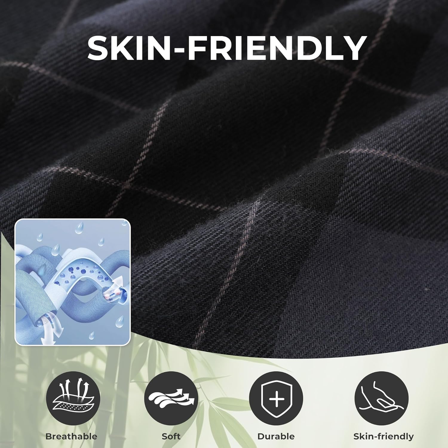 BAMBOO COOL Men's Pajama Bottoms Plaid Pajamas Pants for Men Soft Long Lounge Woven Pj Sleep Pant with Pockets